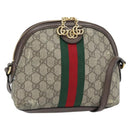 GUCCI GG Supreme Web Sherry Line Ophidia Bag PVC Beige Gold 499621 Auth 180447-1