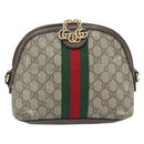 GUCCI GG Supreme Web Sherry Line Ophidia Bag PVC Beige Gold 499621 Auth 180447-13