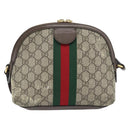 GUCCI GG Supreme Web Sherry Line Ophidia Bag PVC Beige Gold 499621 Auth 180447-2