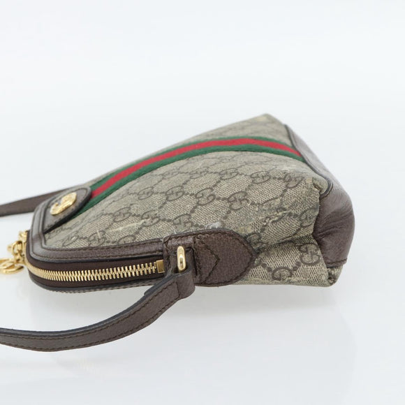 GUCCI GG Supreme Web Sherry Line Ophidia Bag PVC Beige Gold 499621 Auth 180447