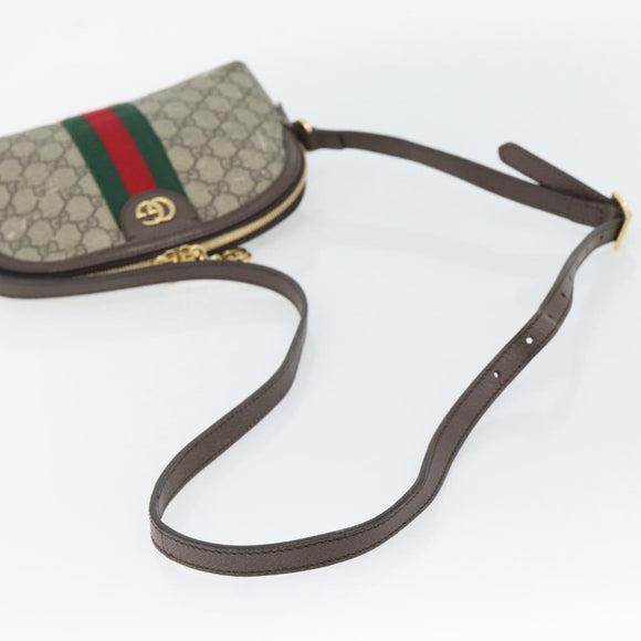 GUCCI GG Supreme Web Sherry Line Ophidia Bag PVC Beige Gold 499621 Auth 180447