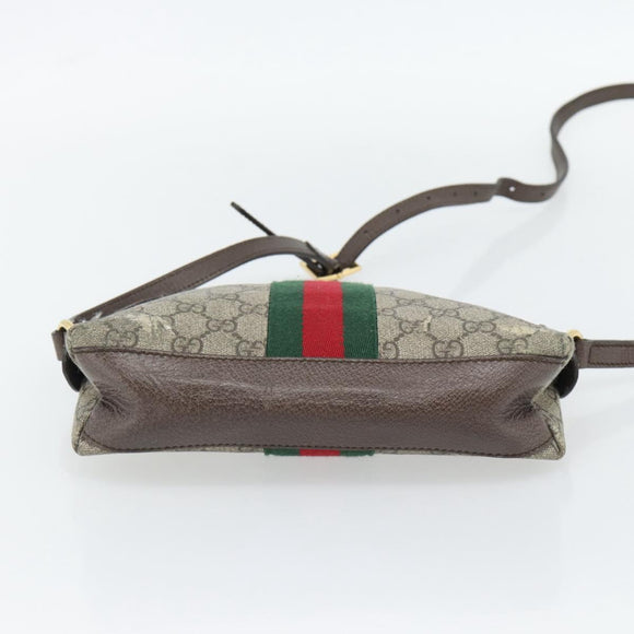 GUCCI GG Supreme Web Sherry Line Ophidia Bag PVC Beige Gold 499621 Auth 180447