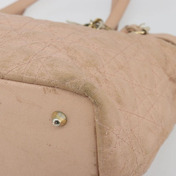 Christian Dior Canage Panarea Tote Bag beschichtete Leinwand Rosa Gold Auth 180459