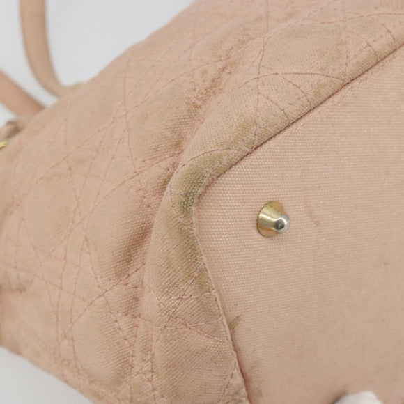 Christian Dior Canage Panarea Tote Bag beschichtete Leinwand Rosa Gold Auth 180459
