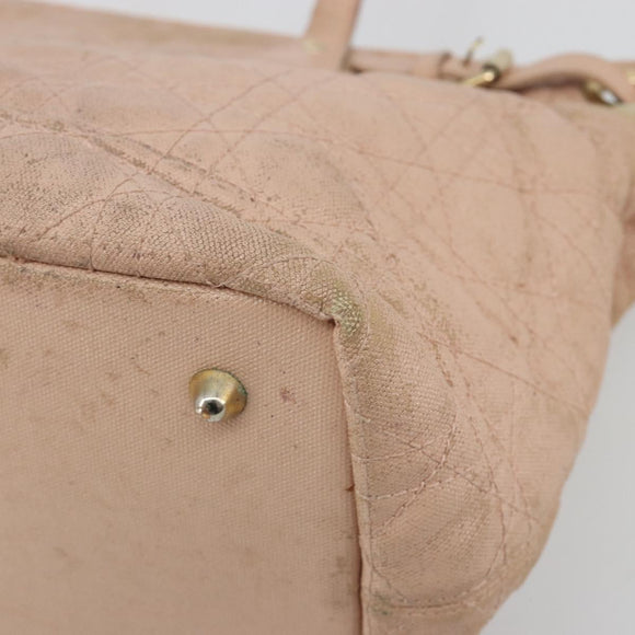 Christian Dior Canage Panarea Tote Bag beschichtete Leinwand Rosa Gold Auth 180459