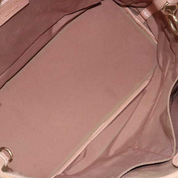 Christian Dior Canage Panarea Tote Bag beschichtete Leinwand Rosa Gold Auth 180459