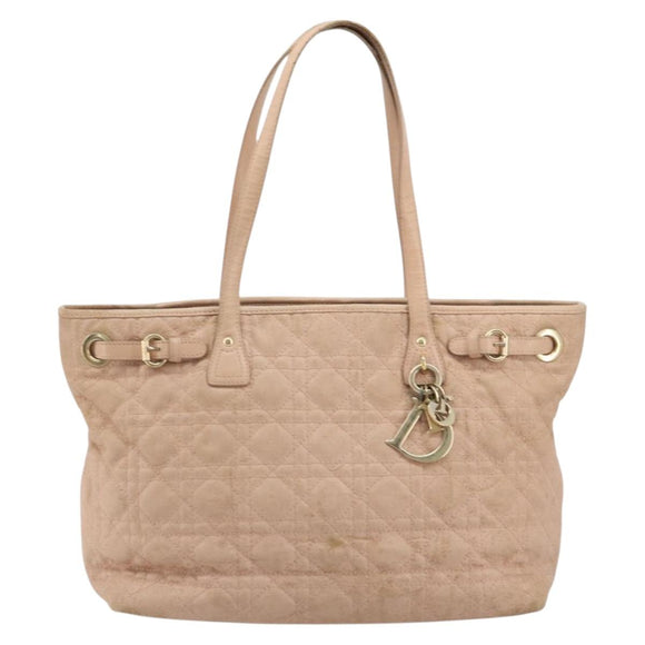 Christian Dior Canage Panarea Tote Bag beschichtete Leinwand Rosa Gold Auth 180459