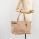 Christian Dior Canage Panarea Tote Bag beschichtete Leinwand Rosa Gold Auth 180459-24
