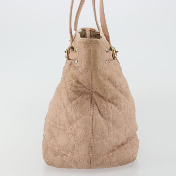 Christian Dior Canage Panarea Tote Bag beschichtete Leinwand Rosa Gold Auth 180459