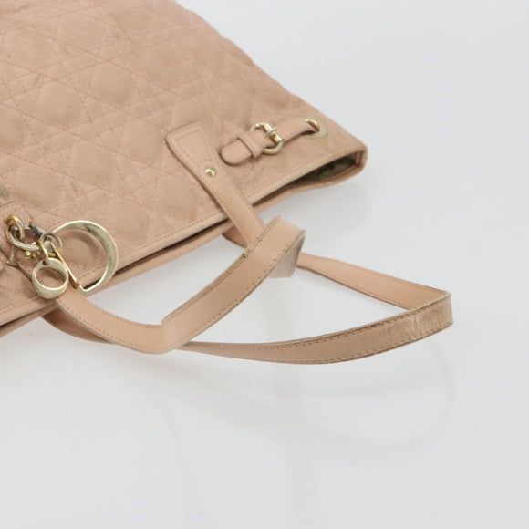 Christian Dior Canage Panarea Tote Bag beschichtete Leinwand Rosa Gold Auth 180459