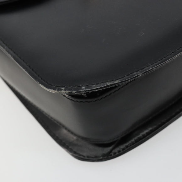 GUCCI Shoulder Bag Leather Black Silver Auth 180462