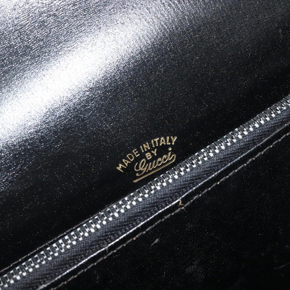 GUCCI Shoulder Bag Leather Black Silver Auth 180462