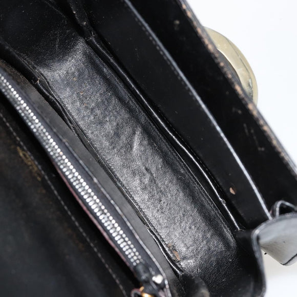 GUCCI Shoulder Bag Leather Black Silver Auth 180462