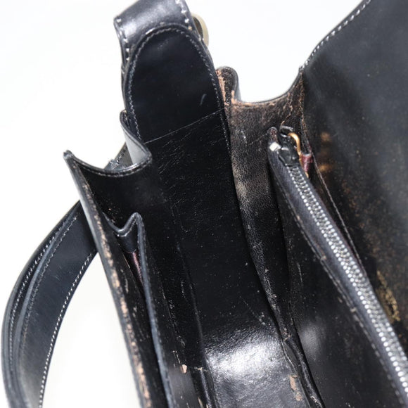 GUCCI Shoulder Bag Leather Black Silver Auth 180462
