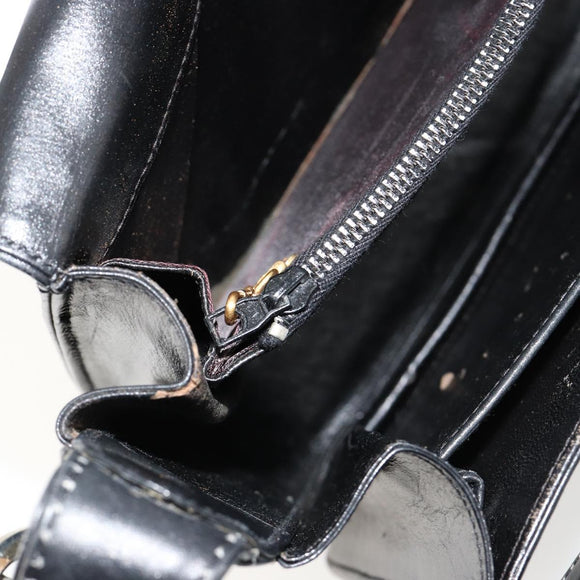 GUCCI Shoulder Bag Leather Black Silver Auth 180462