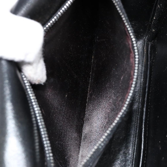 GUCCI Shoulder Bag Leather Black Silver Auth 180462