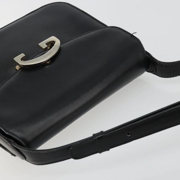 GUCCI Shoulder Bag Leather Black Silver Auth 180462