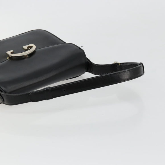 GUCCI Shoulder Bag Leather Black Silver Auth 180462
