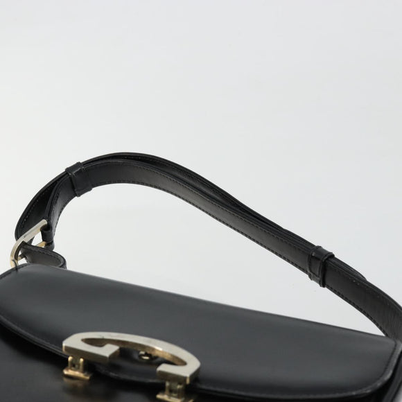 GUCCI Shoulder Bag Leather Black Silver Auth 180462