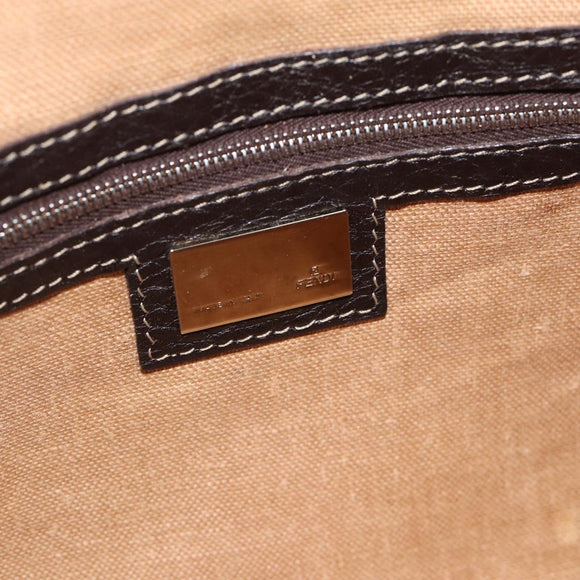FENDI Zucca Canvas Celeria Shoulder Bag Black Brown Auth 180477
