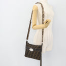 FENDI Zucca Canvas Celeria Shoulder Bag Black Brown Auth 180477-25