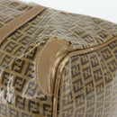 FENDI Zucchino Canvas Boston Tas Gecoat Canvas Beige Goud Auth 180478-9
