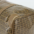 FENDI Zucchino Canvas Boston Tas Gecoat Canvas Beige Goud Auth 180478-15