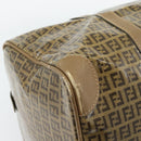 FENDI Zucchino Canvas Boston Tas Gecoat Canvas Beige Goud Auth 180478-16