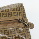 FENDI Zucchino Canvas Boston Tas Gecoat Canvas Beige Goud Auth 180478-10