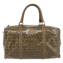FENDI Zucchino Canvas Boston Tas Gecoat Canvas Beige Goud Auth 180478-13