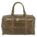 FENDI Zucchino Canvas Boston Tas Gecoat Canvas Beige Goud Auth 180478-2