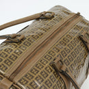 FENDI Zucchino Canvas Boston Tas Gecoat Canvas Beige Goud Auth 180478-6
