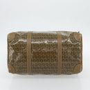 FENDI Zucchino Canvas Boston Tas Gecoat Canvas Beige Goud Auth 180478-5