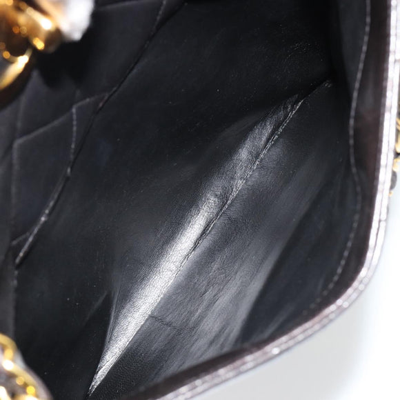 CHANEL Matelasse Chain Shoulder Bag Lamb Skin Black Gold CC Auth 180479SAV