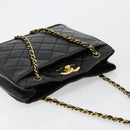 CHANEL Matelasse Chain Shoulder Bag Lamb Skin Black Gold CC Auth 180479SAV-6
