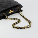 CHANEL Matelasse Chain Shoulder Bag Lamb Skin Black Gold CC Auth 180479SAV-7
