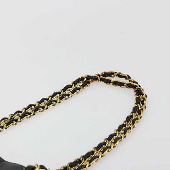 CHANEL Matelasse Chain Shoulder Bag Lamb Skin Black Gold CC Auth 180479SAV