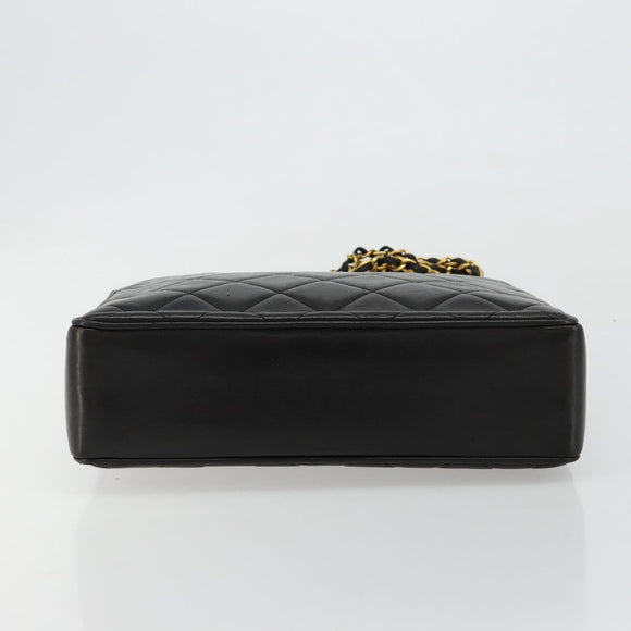 CHANEL Matelasse Chain Shoulder Bag Lamb Skin Black Gold CC Auth 180479SAV