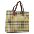 BURBERRY Nova Check Handtas PVC Beige Goud Auth 180482A-1