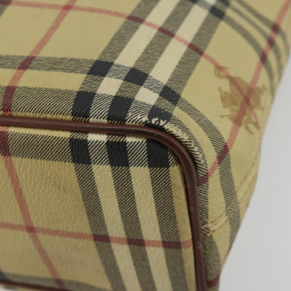 BURBERRY Nova Check Handtas PVC Beige Goud Auth 180482A