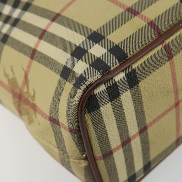 BURBERRY Nova Check Handtas PVC Beige Goud Auth 180482A