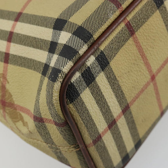 BURBERRY Nova Check Handtas PVC Beige Goud Auth 180482A