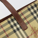 BURBERRY Nova Check Handtas PVC Beige Goud Auth 180482A-10
