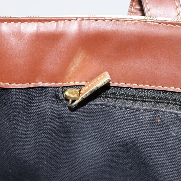 BURBERRY Nova Check Handtas PVC Beige Goud Auth 180482A