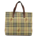 BURBERRY Nova Check Handtas PVC Beige Goud Auth 180482A-13