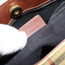 BURBERRY Nova Check Handtas PVC Beige Goud Auth 180482A-12