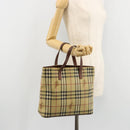 BURBERRY Nova Check Handtas PVC Beige Goud Auth 180482A-22