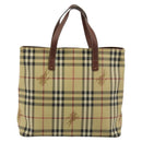 BURBERRY Nova Check Handtas PVC Beige Goud Auth 180482A-2