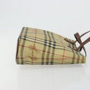 BURBERRY Nova Check Handtas PVC Beige Goud Auth 180482A-3