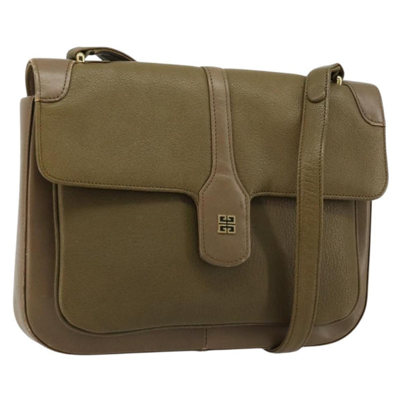 GIVENCHY Umhängetasche Leder Grün Gold Auth 180485